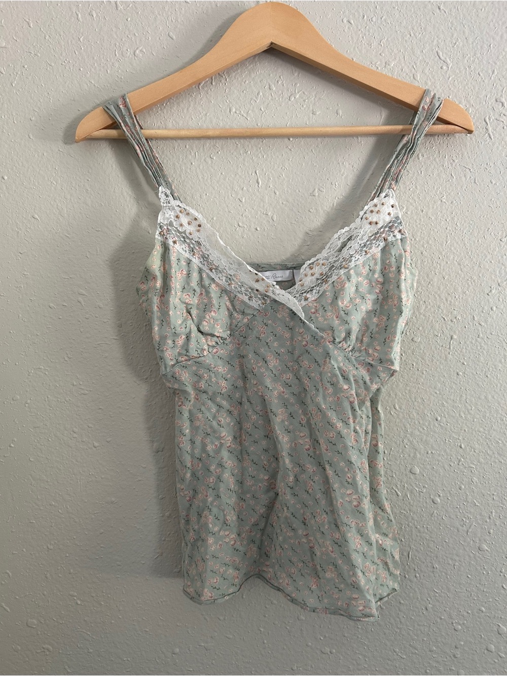 Charlotte Russe Mint Floral Lace-Trim Cami Camisole Y2K Vintage Lightweight Smal